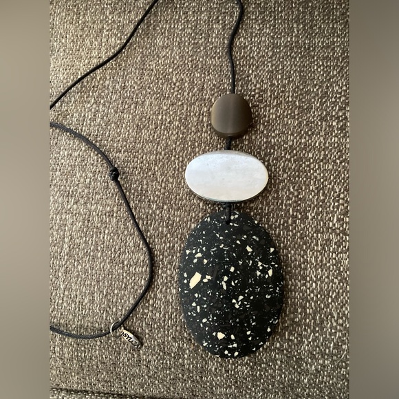 SYLCA Black & Silver, Natural Stone Pendant Necklace - Picture 6 of 6